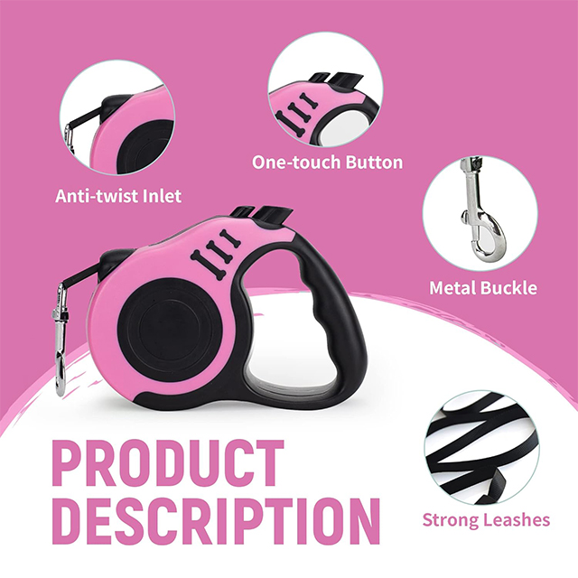 Wehao Retractable Dog -Leine Leine Nylon Seil bequemer Griff